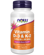 NOW Foods Vitamin D-3 & K-2 - 120 Capsules