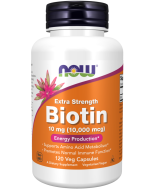 NOW Foods Biotin 10 mg (10,000 mcg), Extra Strength - 120 Veg Capsules