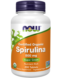 NOW Foods Spirulina 500 mg, Organic - 200 Tablets