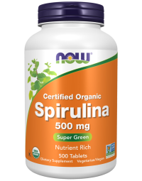 NOW Foods Spirulina 500 mg, Organic - 500 Tablets