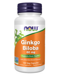 NOW Foods Ginkgo Biloba 60 mg - 120 Veg Capsules