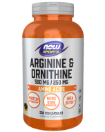 NOW Foods Arginine & Ornithine 500 mg / 250 mg - 250 Veg Capsules