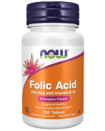 NOW Foods Folic Acid 800 mcg with Vitamin B-12 - 250 Tablets