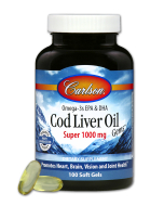 Carlson Cod Liver Oil Gems, Super 1,000 mg, 100 Softgels