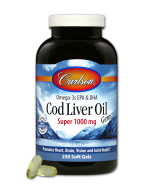 Carlson Cod Liver Oil Gems, Super 1000 mg, 250 Soft Gels