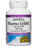 Natural Factors Stress Relax Pharma GABA, 100mg, 60 Vegetarian Capsules