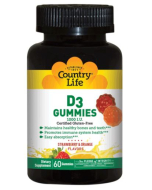 Country Life Strawberry & Orange D3 Gummies, 60 Count