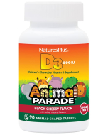 Nature's Plus Animal Parade Children's Vitamin D-3, 500 IU, Sugar Free,  90 Chewable Animals