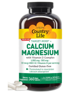 Country Life Calcium Magnesium with Vitamin D Complex, 360 Vegan Capsules