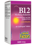 Natural Factors B12 Methylcobalamin 5,000 mcg, 60 Sublingual Tablets