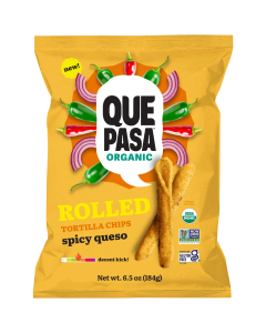 Que Pasa Spicy Queso Rolled Tortilla Chips - Front view