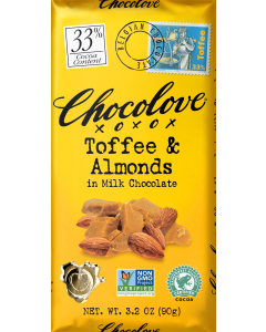 Chocolove Toffee & Almonds in Milk Chocolate, 3.2 oz.