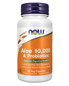 NOW Foods Aloe 10,000 & Probiotics - 60 Veg Capsules
