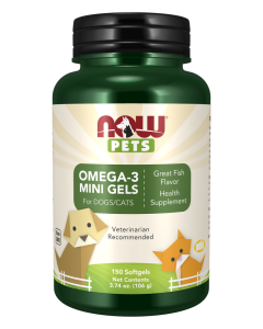 NOW Foods Omega-3 Mini Gels - 150 Softgels for Pets