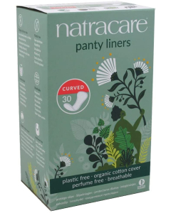 NatraCare Organic Cotton Curved Panty Liners, 30 Count