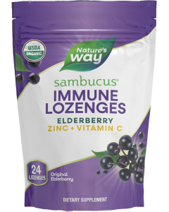 Nature's Way Sambucus Elderberry Zinc Lozenges, Elderberry, 24 Lozenges