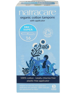 NatraCare Organic Cotton Super Tampons With Applicator, 16 Count