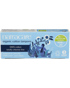 NatraCare Organic Cotton Regular Tampons, 20 Count