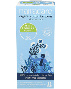 NatraCare Organic Cotton Regular Tampons With Applicator, 16 Count