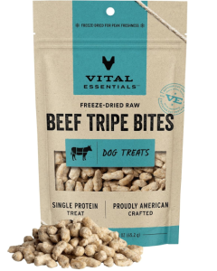 Vital Essentials Freeze-Dried Beef Tripe Bites Dog Treats - Front view