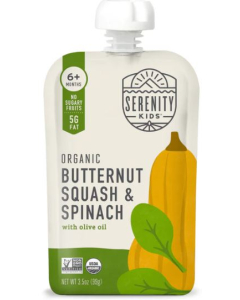Serenity Kids Organic Butternut Squash and Spinach Baby Food, 3.5 oz.