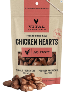 Vital Essentials Freeze Dried Chicken Heart Dog Treats- Front view