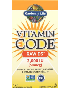 Garden of Life Vitamin Code Raw D3 2000 IU, 120 Capsules