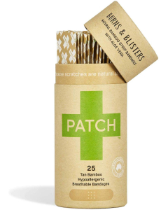 Patch Organic Bamboo Adhesive Strip Bandages with Aloe Vera, 25 Count