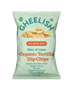 Gheelish Hint of Lime Organic Tortilla Dip Chips - Front view