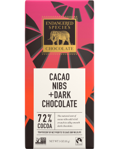 Endangered Species Cacao Nibs + Dark Chocolate, 3 oz.