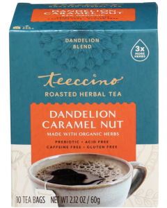 Teeccino Dandelion Caramel Nut Roasted Herbal Tea, 10 Tea Bags