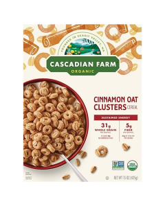 Cascadian Farm Organic Cinnamon Oat Clusters Cereal - Front view