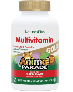 Nature's Plus Animal Parade GOLD Childrens Chewable Multivitamin, Assorted Flavors, 120 Count