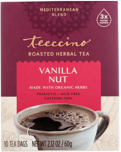 Teeccino Vanilla Nut Chicory Roasted Herbal Tea, 10 Tea Bags