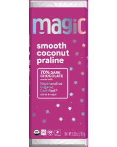 Magic Chocolate Smooth Coconut Praline 70% Dark Chocolate, 2.93 oz.