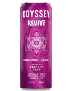 Odyssey Elixir Prickly Pear Revive Sparkling Mushroom Energy Drink - Front view