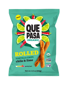 Que Pasa Chile & Lime Rolled Tortilla Chips - Front view