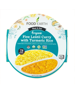 Food Earth Five Lentil Curry with Turmeric Rice - Front view