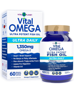 Vital Planet Omega 3 Fish Oil Ultra Daily Supplement with 1350mg - Front view
