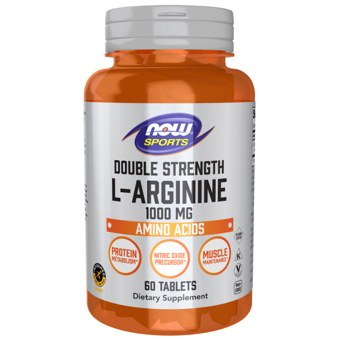 NOW Foods L-Arginine 1000 mg, Double Strength - 60 Tablets