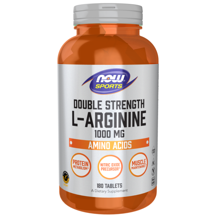 NOW Foods L-Arginine 1000 mg, Double Strength - 180 Tablets