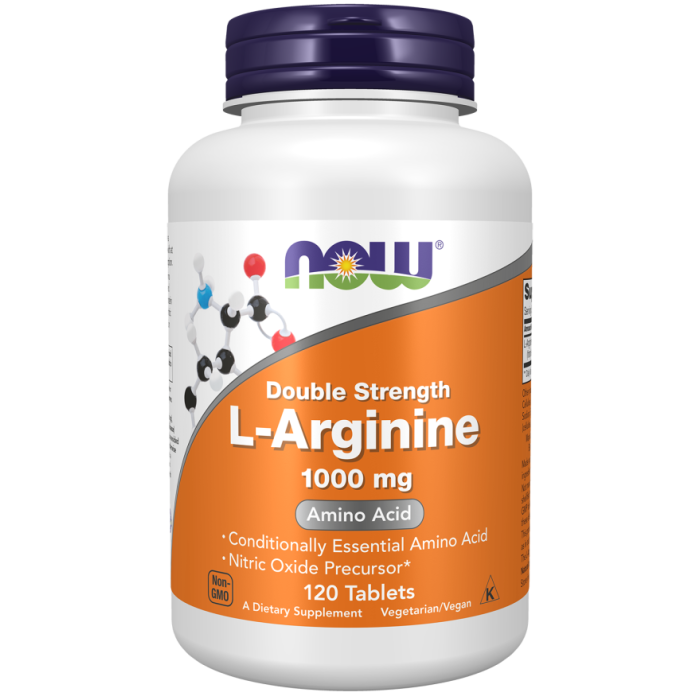 NOW Foods L-Arginine, Double Strength 1000 mg - 120 Tablets