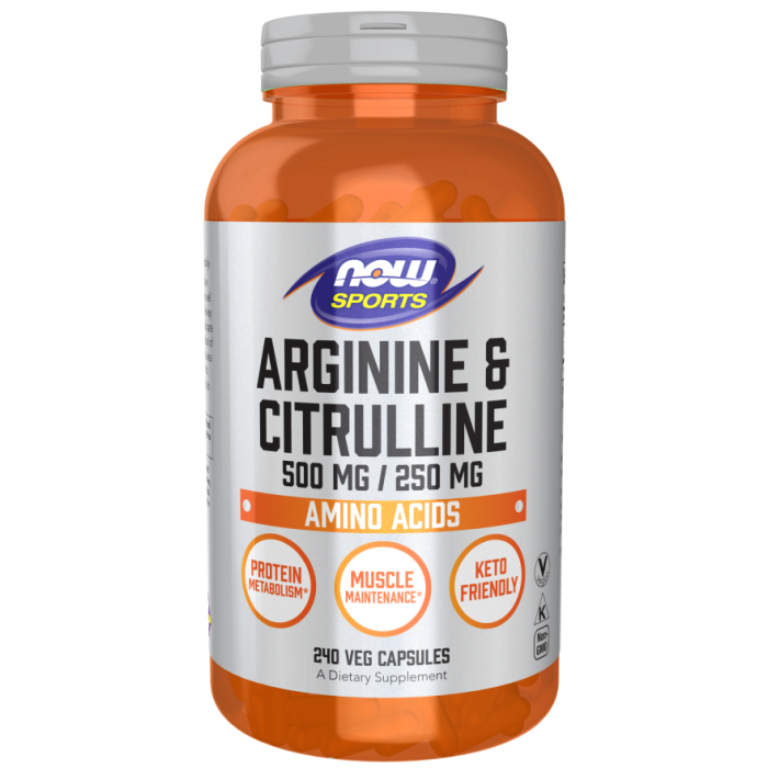 NOW Foods Arginine & Citrulline 500 mg / 250 mg - 250 Veg Capsules