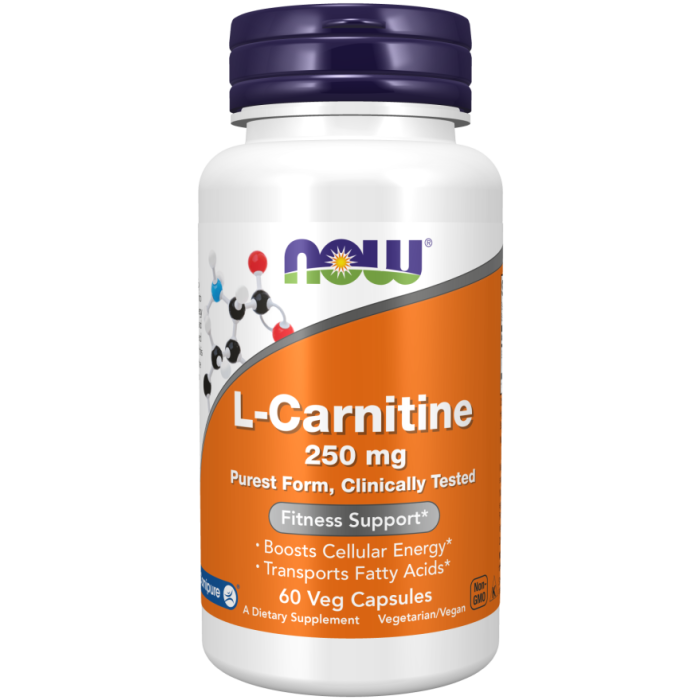 NOW Foods L-Carnitine 250 mg - 60 Veg Capsules