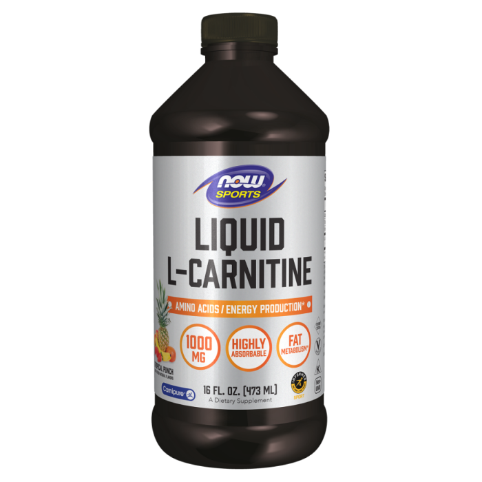 NOW Foods L-Carnitine Liquid 1000 mg, Tropical Punch - 16 fl. oz.