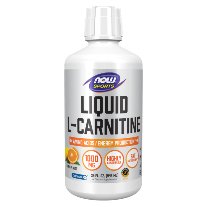 NOW Foods L-Carnitine Liquid 1000 mg, Citrus - 32 fl. oz.