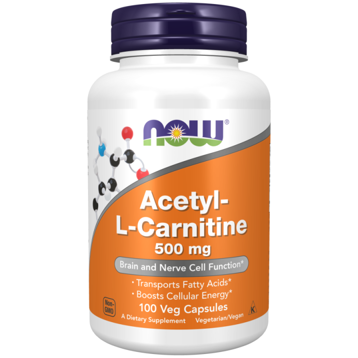 NOW Foods Acetyl-L-Carnitine 500 mg - 100 Veg Capsules