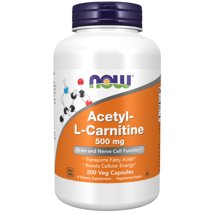 NOW Foods Acetyl-L-Carnitine 500 mg - 200 Veg Capsules