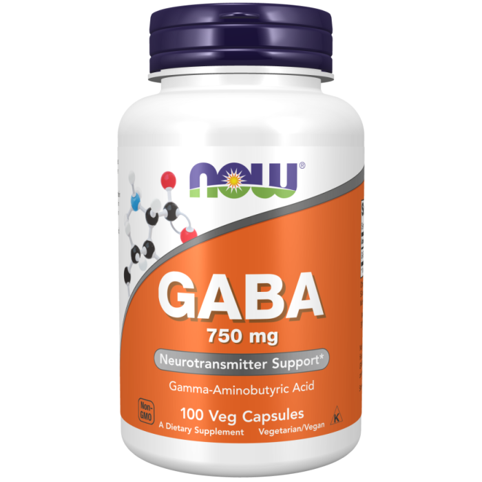 NOW Foods GABA 750 mg - 100 Veg Capsules