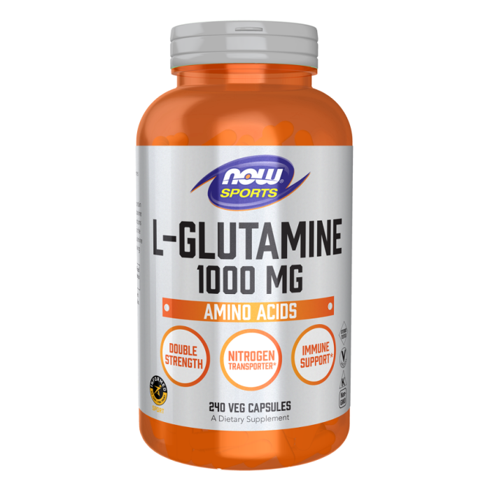 NOW Foods L-Glutamine, Double Strength 1000 mg - 240 Veg Capsules